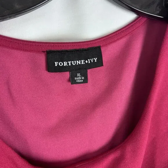 Fortune + Ivy  Dress Ruffle Front and Bottom Size XL Raspberry violet Sleeveles - Picture 3 of 8